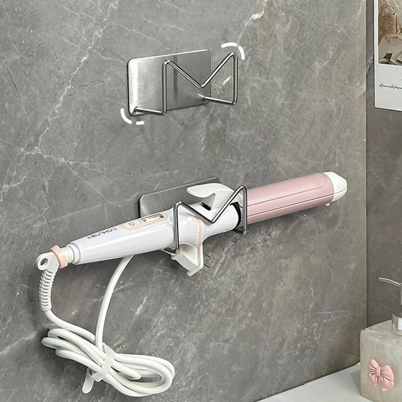 Stainless Steel Hair Dryer Holder Wall Mounted Curler Straightener