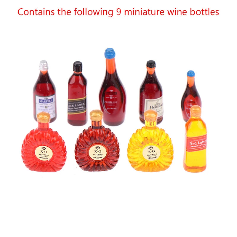 ▶9Pcs Doll House World Famous Foreign Wine XO Whiskey Miniature Food Play Zpaxo Random 9Pcs