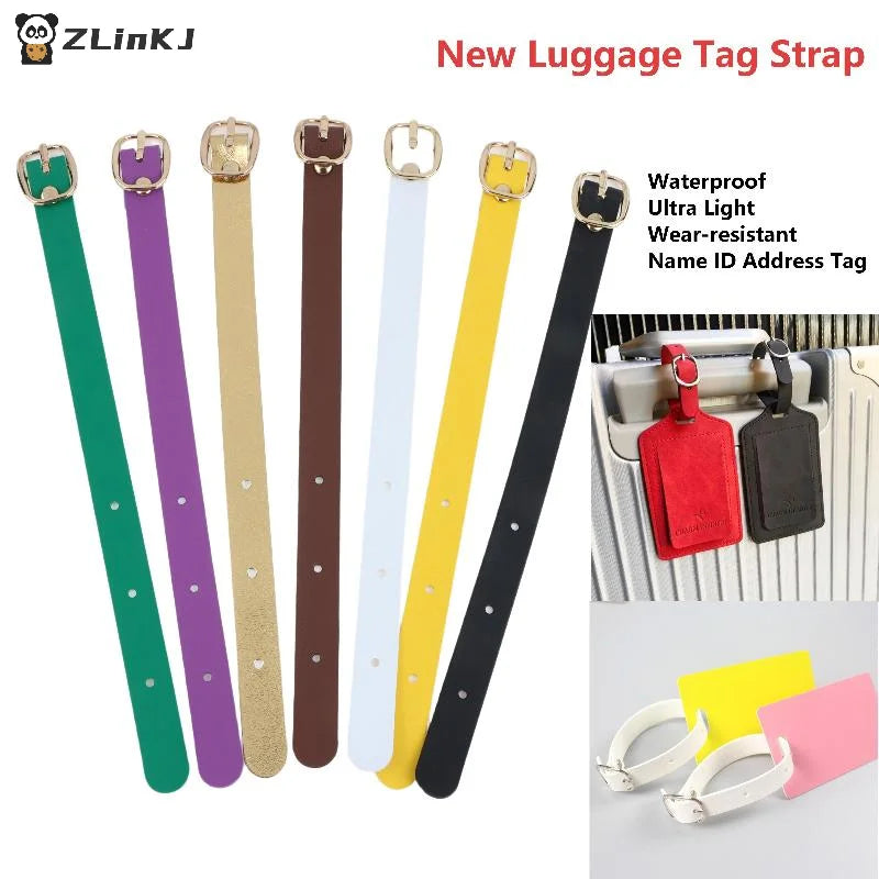 ▶1Pcs PU Luggage Tag Straps Alloy Buckles Waterproof Luggage Tag Strap Ultra Light Wear-resistant For Travel Business Trip Zpaxo
