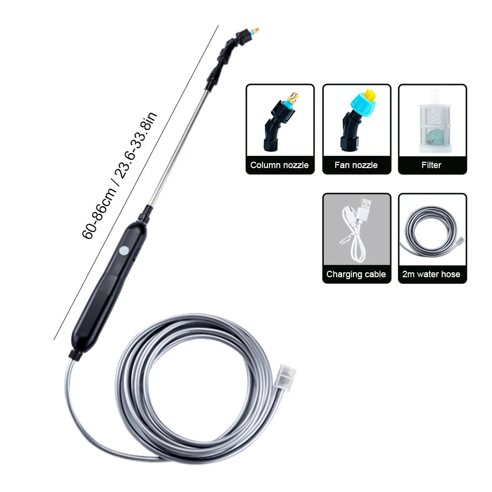 Electric Sprayer USB Rechargeable Lawn Water 2 4 Mist Nozzles Zpaxo 2 nozzles 2 meter