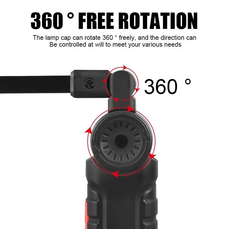 COB LED Magnetic Work Light – USB Rechargeable Folding Torch
