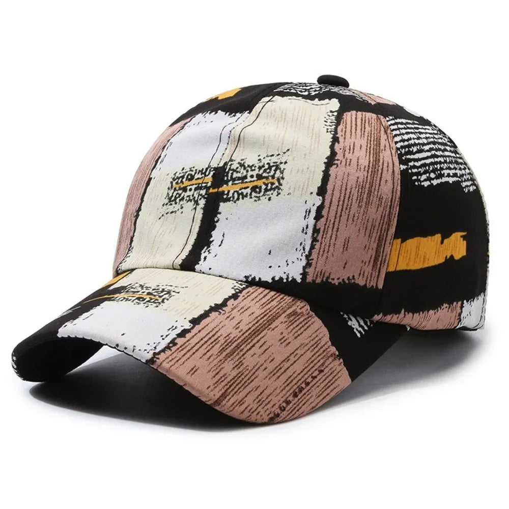 Fashion Graffiti Baseball Cap UV Protection Versatile Sun Hat Breathable Peaked Cap for Spring Summer Zpaxo Black