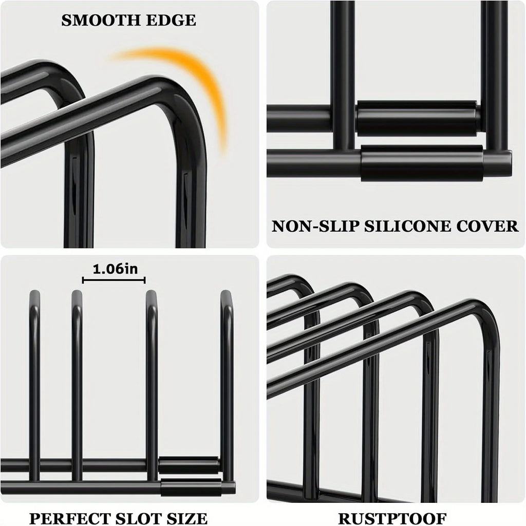 Multi-Functional Iron Kitchen Rack Space-Saving Iron Kitchen Rack for Cutting Boards & Baking Pans Storage with Wire Mesh Basket Zpaxo
