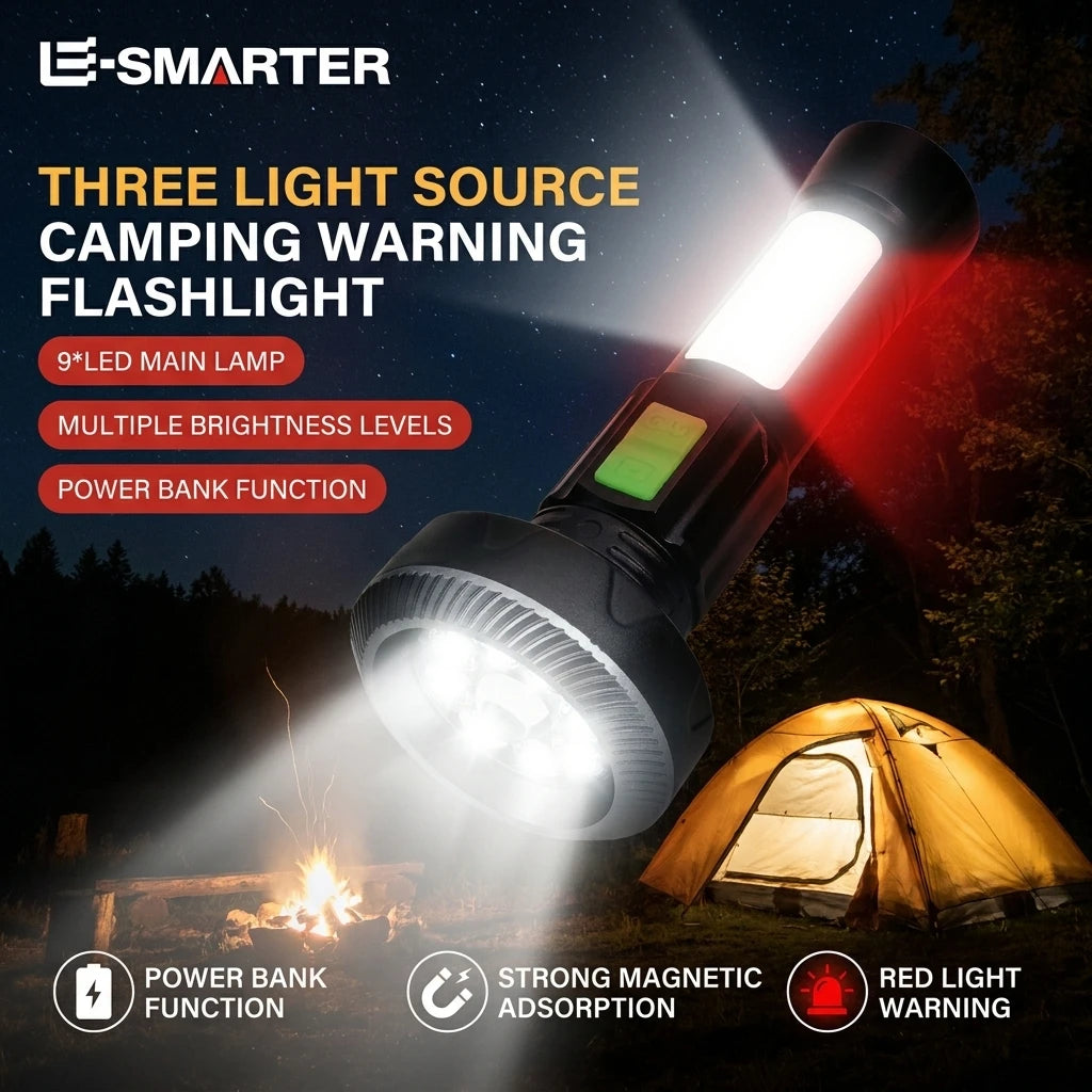 ESMARTER Multi-Mode LED Flashlight with Side Lamp – USB Rechargeable
