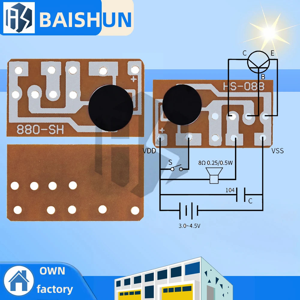 HS-088 Dingdong Tone Doorbell Music Voice Module Board IC Sound Chip Zpaxo