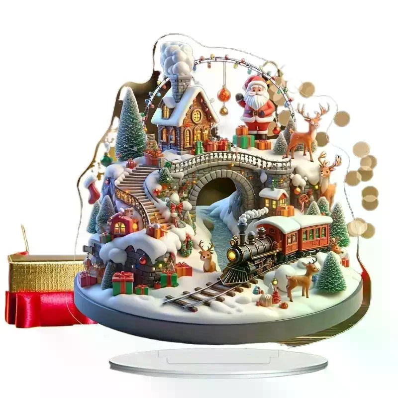 Santa Claus Tabletop Decoration Base 2D Acrylic Christmas Ornaments Zpaxo