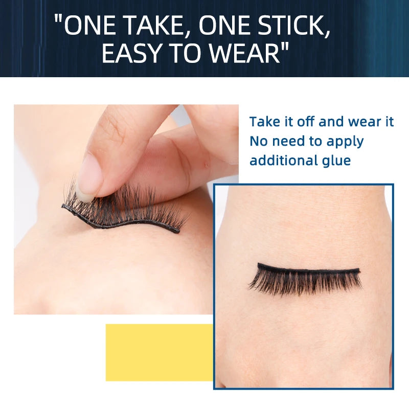 1Pair Glue Free Mink Eyelashes No Residue On The Skin 3D False Eyelashes Reusable Natural Long Eyelash Makeup Self-adhesive Zpaxo
