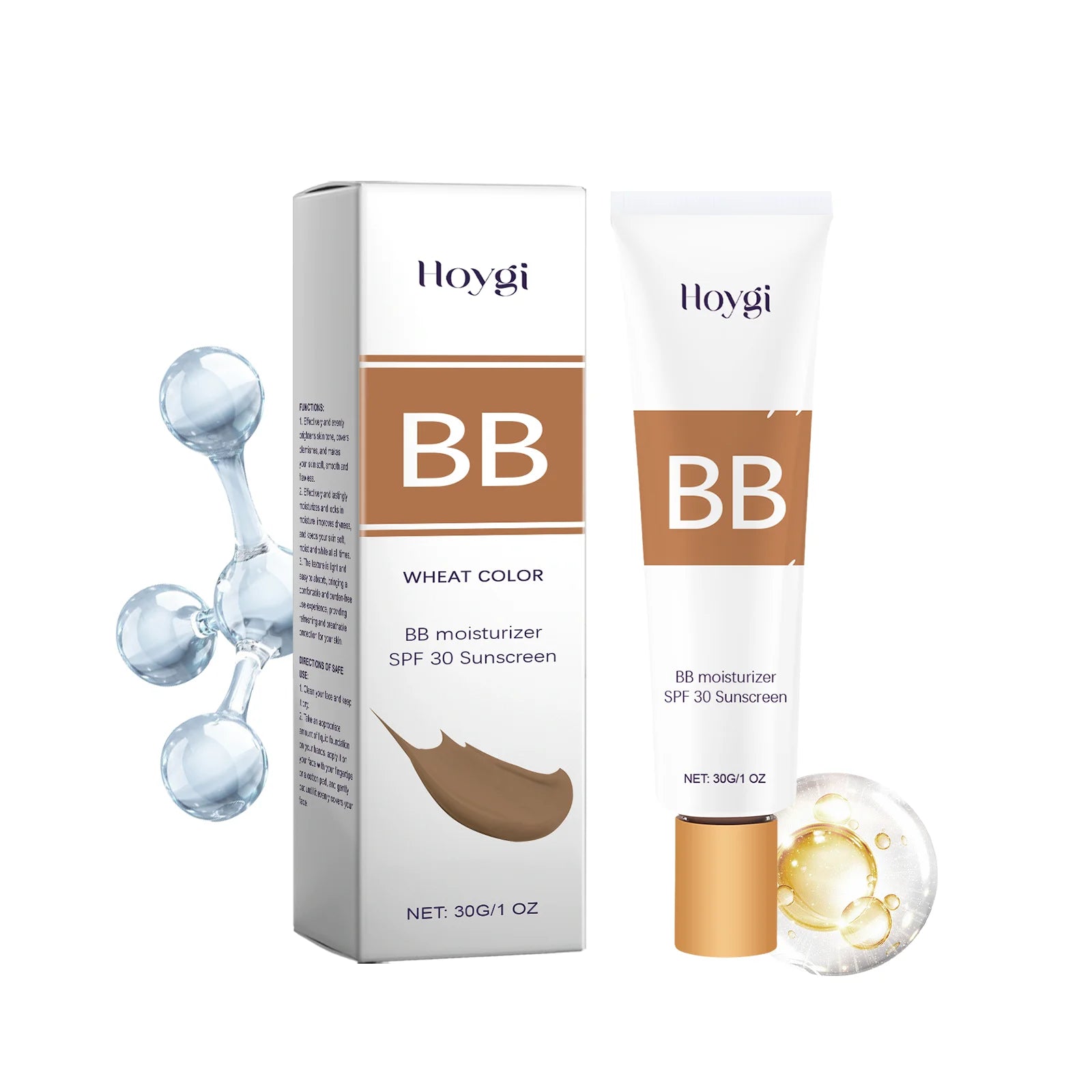 Hoygi SPF30 BB Cream – Oil-Free Full Coverage Moisturizer BB Cream SPF30 Zpaxo Wheat