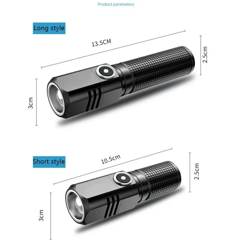 ESMARTER Mini Tactical Flashlight – Zoomable USB Rechargeable LED