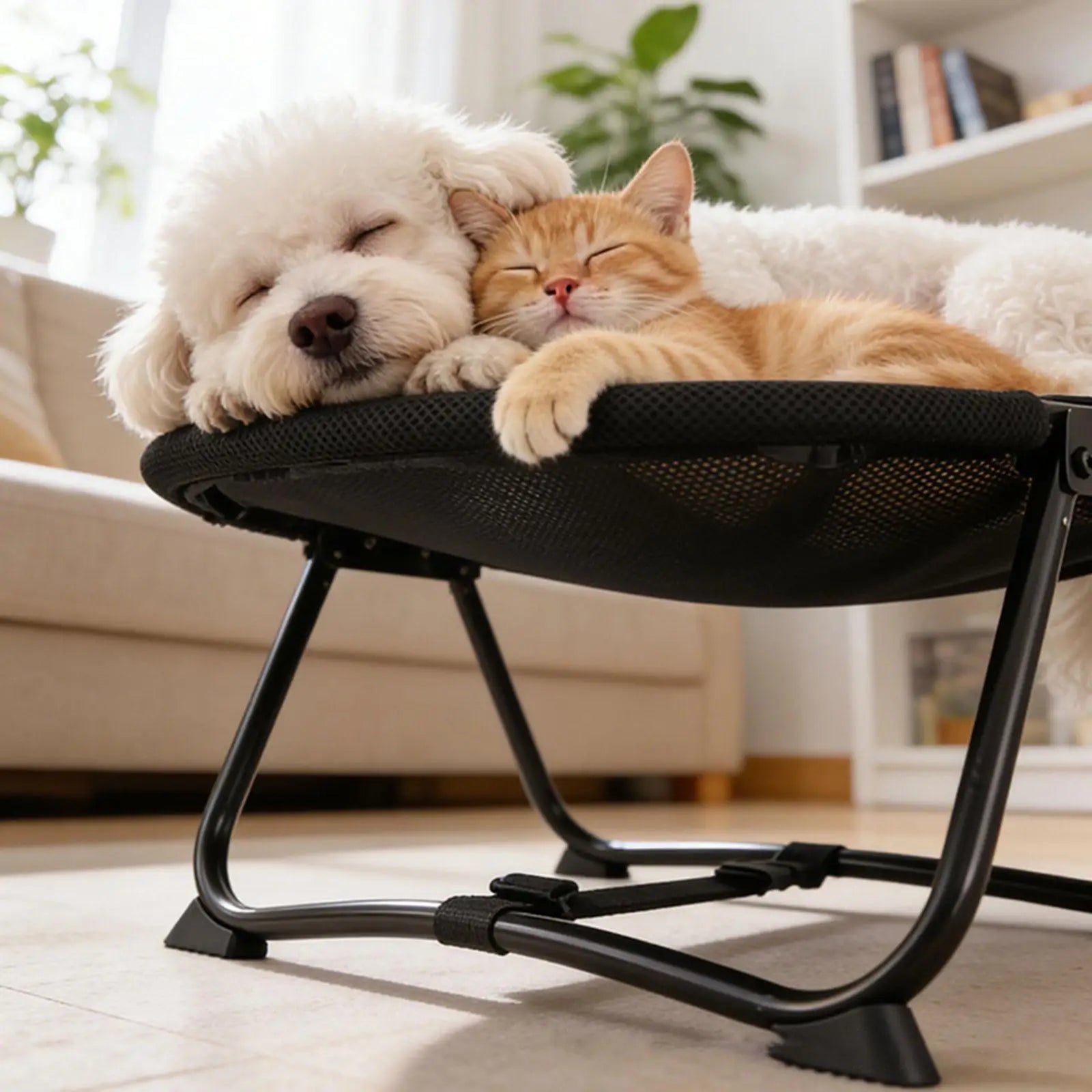 Elevated Pet Bed Foldable Outdoor Gifts Versatile Indoor Iron Frame Zpaxo