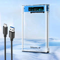 USB3.2 External HDD Case 5Gbps 2.5 Inch Transparent Hard Disk Case Hard Drive Enclosure SATA HDD SSD Storage Case for Laptop PC Zpaxo Blue