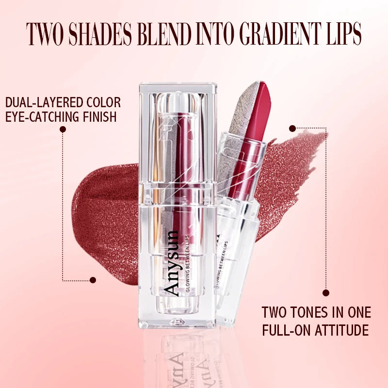 Dual-color Pearlescent Lipstick Vivid Long-lasting Luster Easy Apply