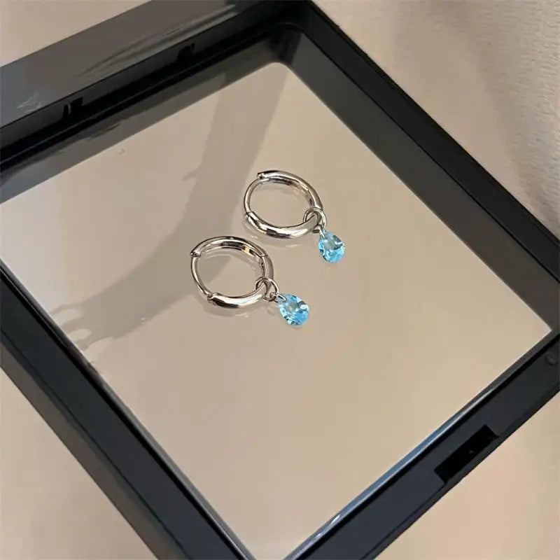 Sophisticated Droplet Zircon Earring Pendants Simple Chic Women's Ear Zpaxo Blue