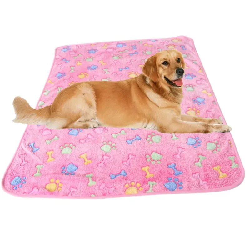 Soft Warm Coral Fleece Dog Blanket Pet Mat Fall Winter Warmth Puppy
