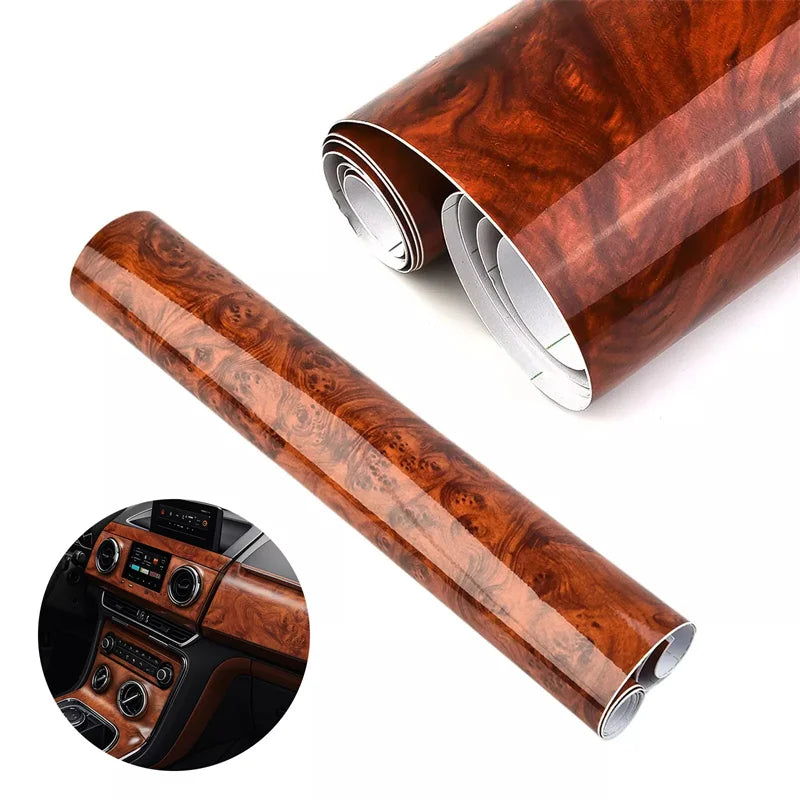 Glossy Car Sticker Waterproof Internal Adhesive DIY Film Wood Grain