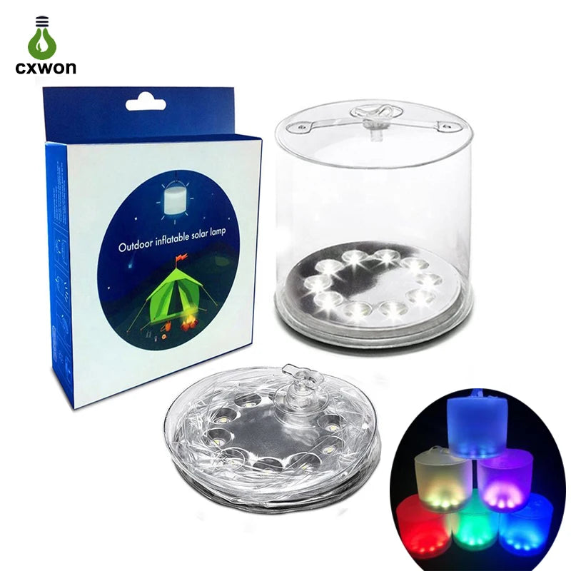Solar Inflatable Lights RGB/White Folding Solar Camping LED Lamp Waterproof Outdoor Travel Portable Foldable Emergency Lighting Zpaxo RGB