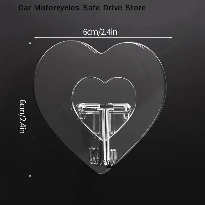 M20 40 60pcHeart Shape Transparent Hooks Non Punching Plastic Love