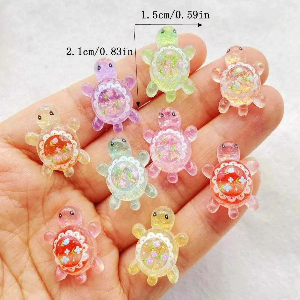 10pcs Cute Cartoon Colorful Turtle Flat back Resin Scrapbook Figurines DIY Home Decor Crafts Zpaxo 10pcs mix