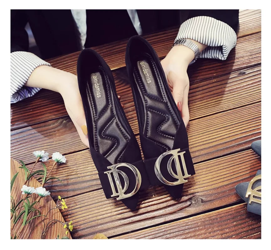 Plus Size 44 45 46 Flats Shoes 2023 Women's Pointed Toe Shallow Versatile New Spring Soft work shoes Ladle Shoes women shoes Zpaxo