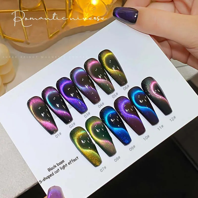 Colorful Cat's Eye Gel Double-light Romantic Universe Nail Polish UV