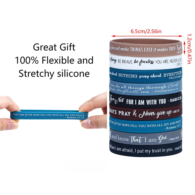 Religious Silicone Wristbands Bulk Bible Rubber Bracelets Colorful Zpaxo