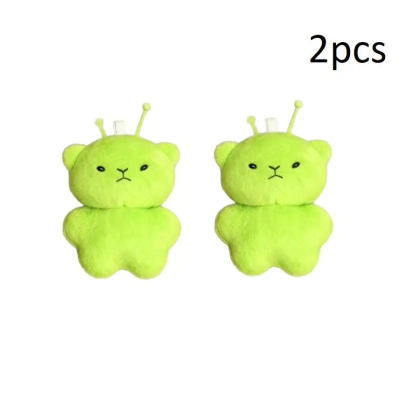 ▶1/2Pcs Green Cat Plush Toy Cartoon Stuffed Animal Keychain Accessories Creative Ugly Cute Backpacks Pendant Party Gift Zpaxo 2Pcs