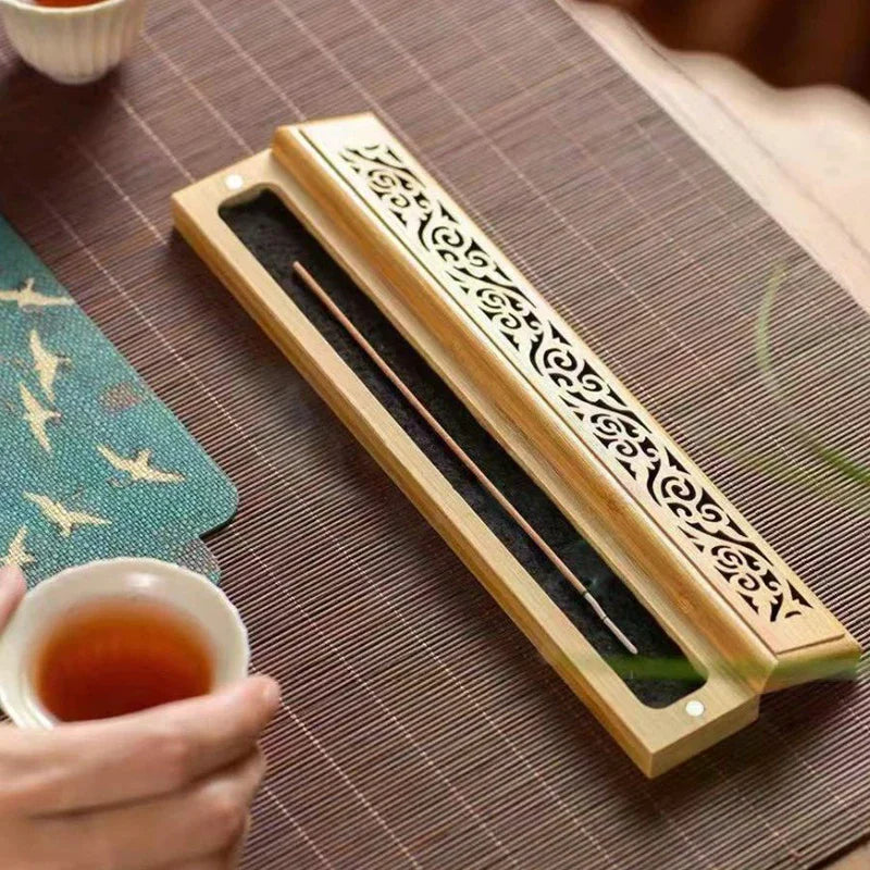For Incense Storage And Burning Natural Bamboo Incense Burner With Laying Plate - Aromatherapy Wooden Box 1pc Zpaxo