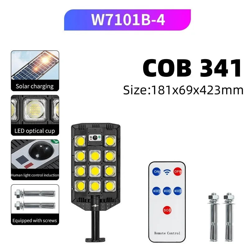 Solar Power Street Light Motion Sensor LED Solar Led Outdoor Lighting 3 Mode Lighting IP66 Waterproof COB Security Lamp for Yard Zpaxo B2-341COB China Mainland