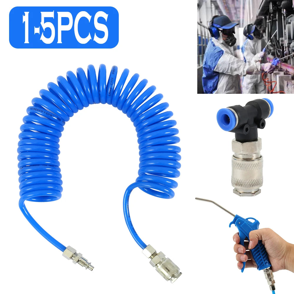 1-5 Set Air Hose Kit Multi-Purpose Dust Removal Tool Cleaning Heavy Duty Air Compressor Hose Nozzle Fitting Kit Air Blow Tool Zpaxo