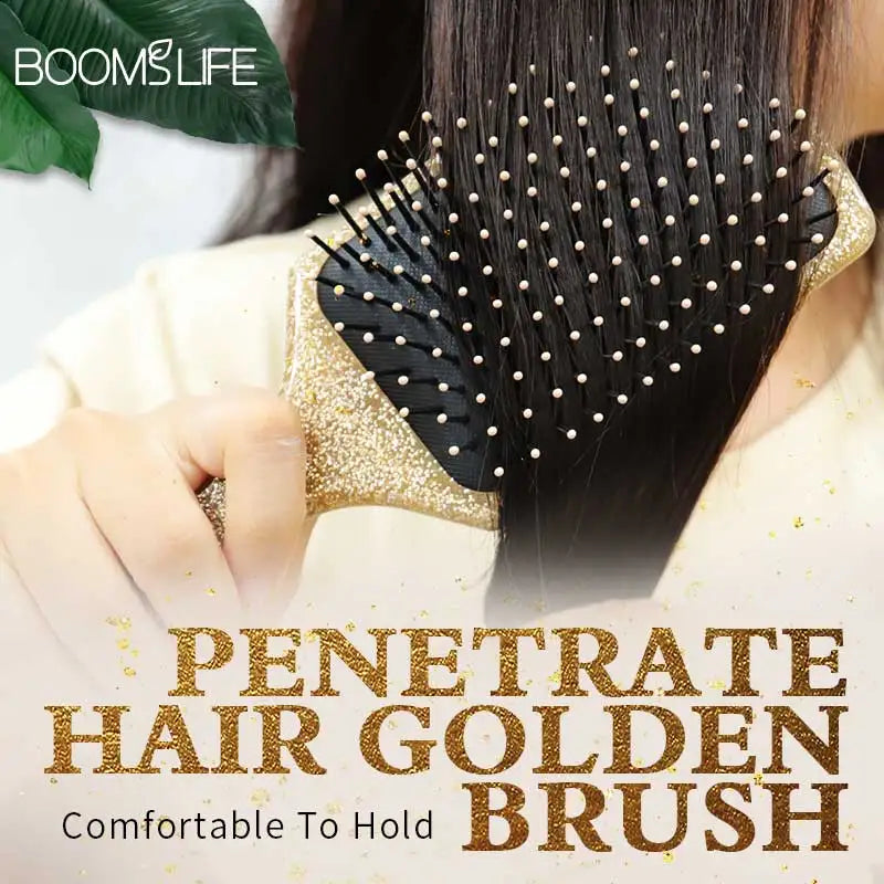 Luxury Gold Paddle Hair Brush Women Anti Static Hair Comb Curly Detangle HairBrush Hairdressing Massage Comb Beauty Styling Tool Zpaxo