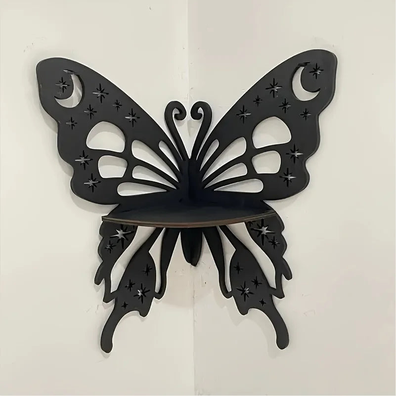 Butterfly Wall Decoration Hanging Wooden Skeleton Candle Holder Shelf