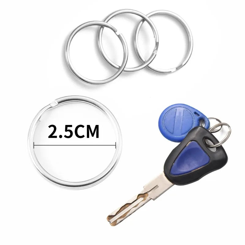 20-200pcs Stainless Steel Key Ring Key Chain 25mm Round Flat Round Split Keychain Polished Metal Blank Circle For DIY Findings Zpaxo