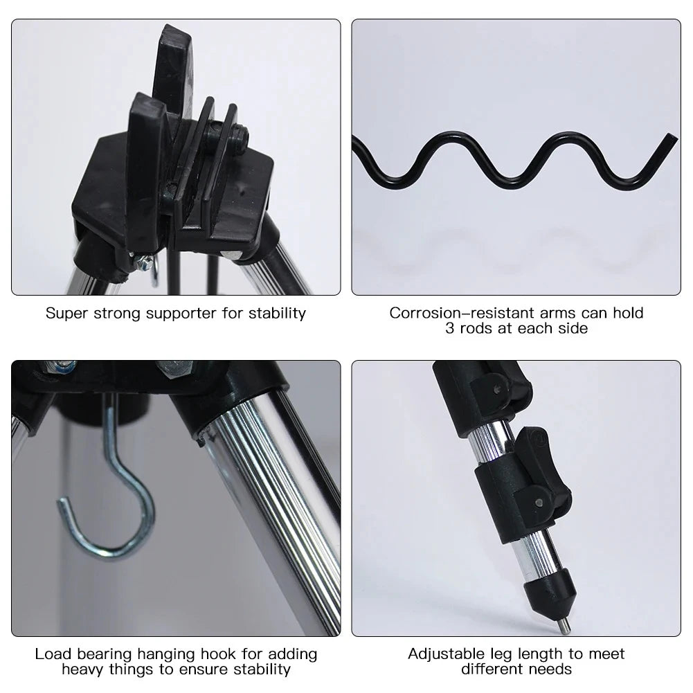 Fishing Rods Tripod Stand Telescopic Rod Holder Aluminum Alloy Sea