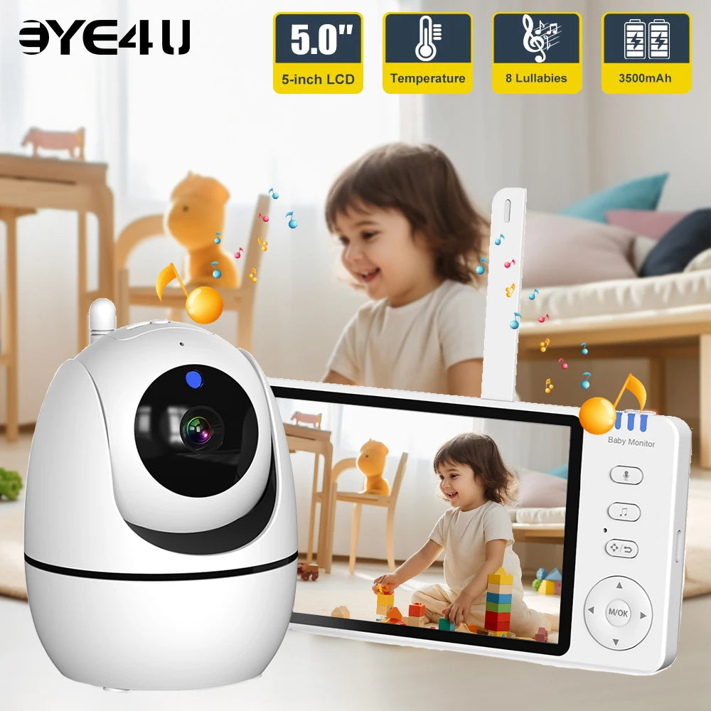 5'' Video Baby Monitor Mother Kids Night Vision Zoom PTZ Surveillance Zpaxo