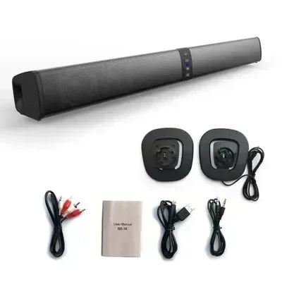 Wireless Bluetooth TV Sound Bar 2 Speaker System Home Theater Subwoofer Soundbar Portable Loud Rechargeable 2 IN1 Speaker Zpaxo BS-36