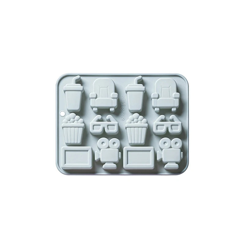 12 Cavity Cinema Theme Silicone Mold Popcorn Fondant Candy Chocolate Zpaxo Blue