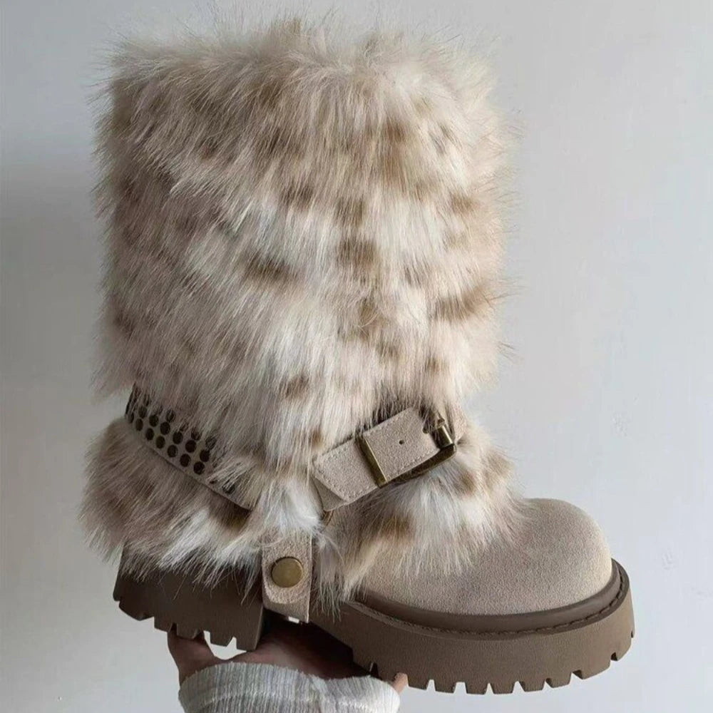 Fur Women Snow Boots Fashion Platform Shoes Warm Casual Sport 2025