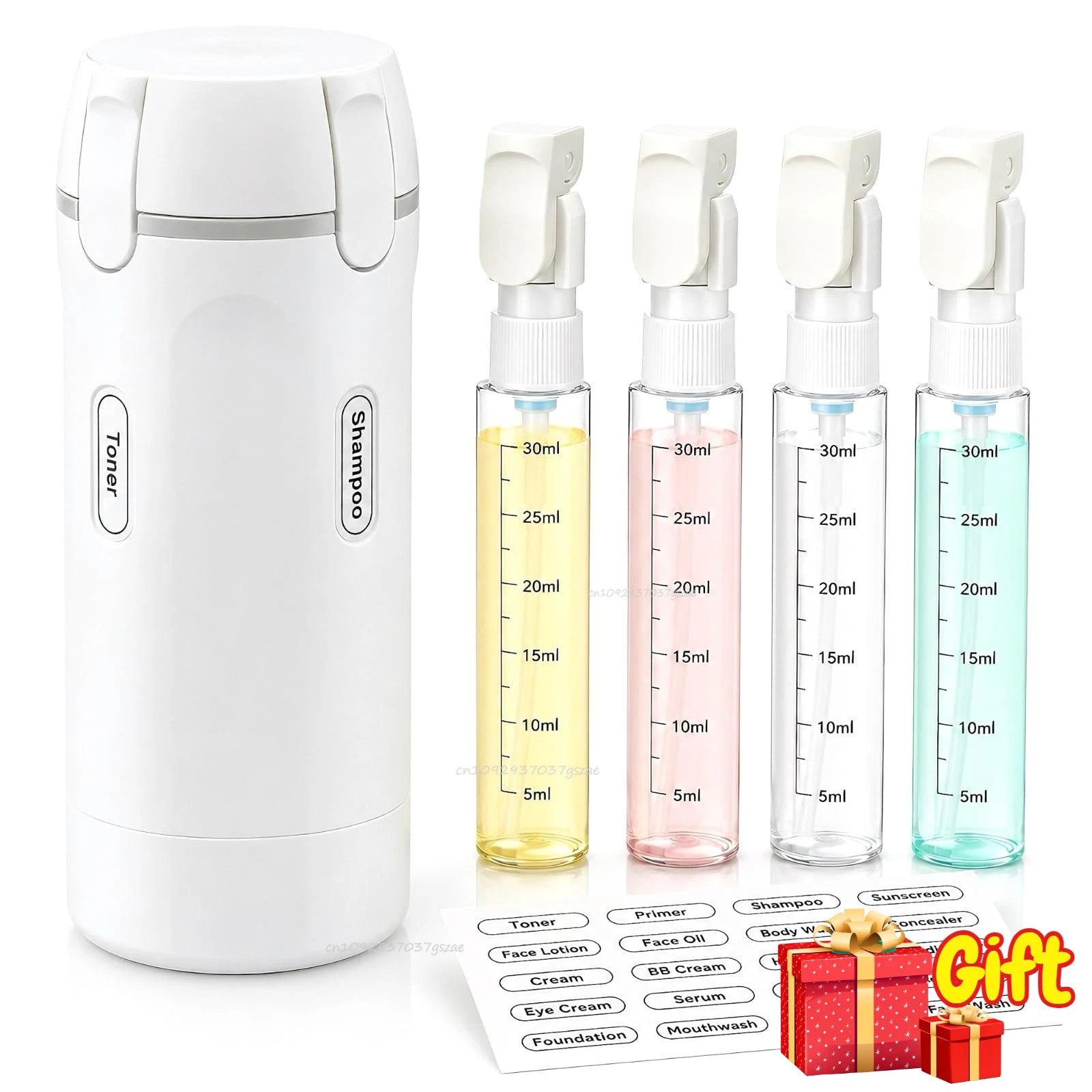 4 in 1 Travel Dispenser Portable Travel Bottles Leak Proof Leakproof Travel Container for Perfume Shampoo Conditioner Lotion Zpaxo White