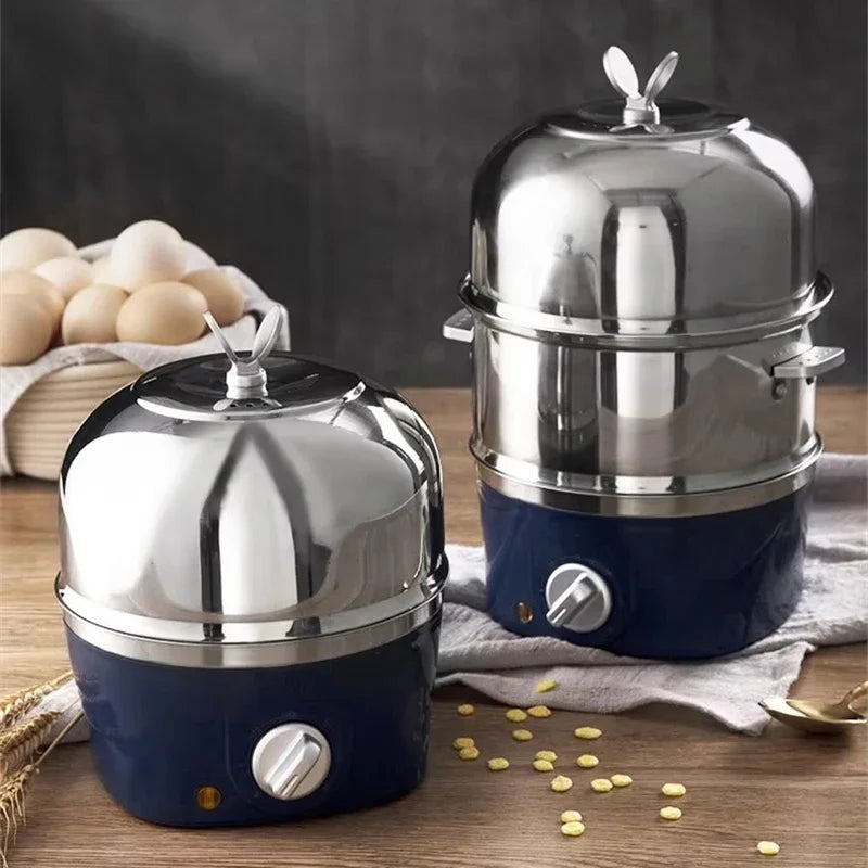 Multi-Function Stainless Steel Double-Layer Egg Cooker – Steamer, Poacher, and Breakfast Maker Egg Boiler Mini Kitchen Appliance Zpaxo