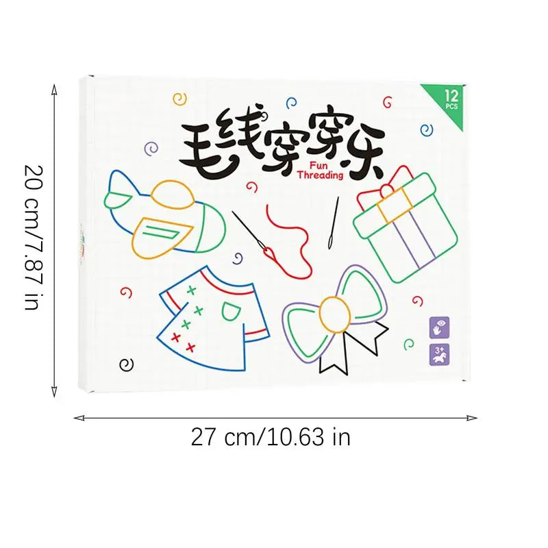 Kids Lacing Cards Fun Handmade Threading Kit Non-Woven Patterns Learning Activity Educational Embroidery Games Fine Motor Skill Zpaxo