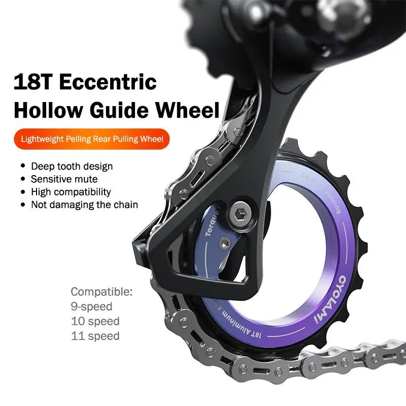 Bicycle Rear Derailleur Hollow Eccentric Pulley Wheel 18T Bearing Zpaxo