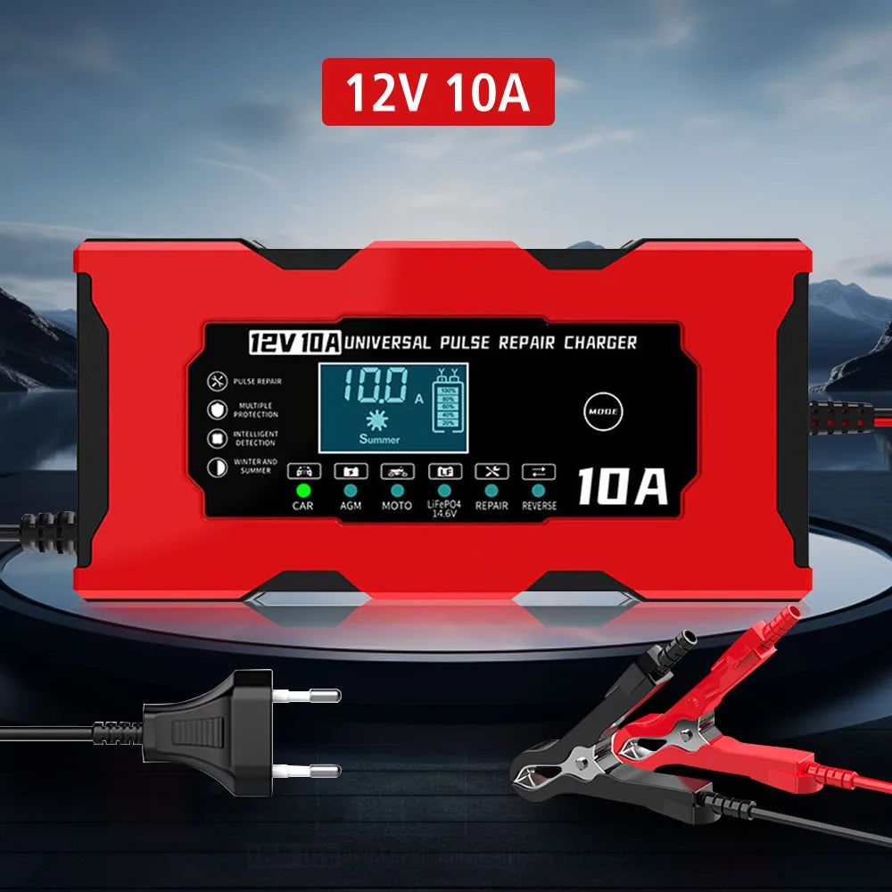 Digital LCD Display Car Battery Charger Pulse Repair Smart Charging