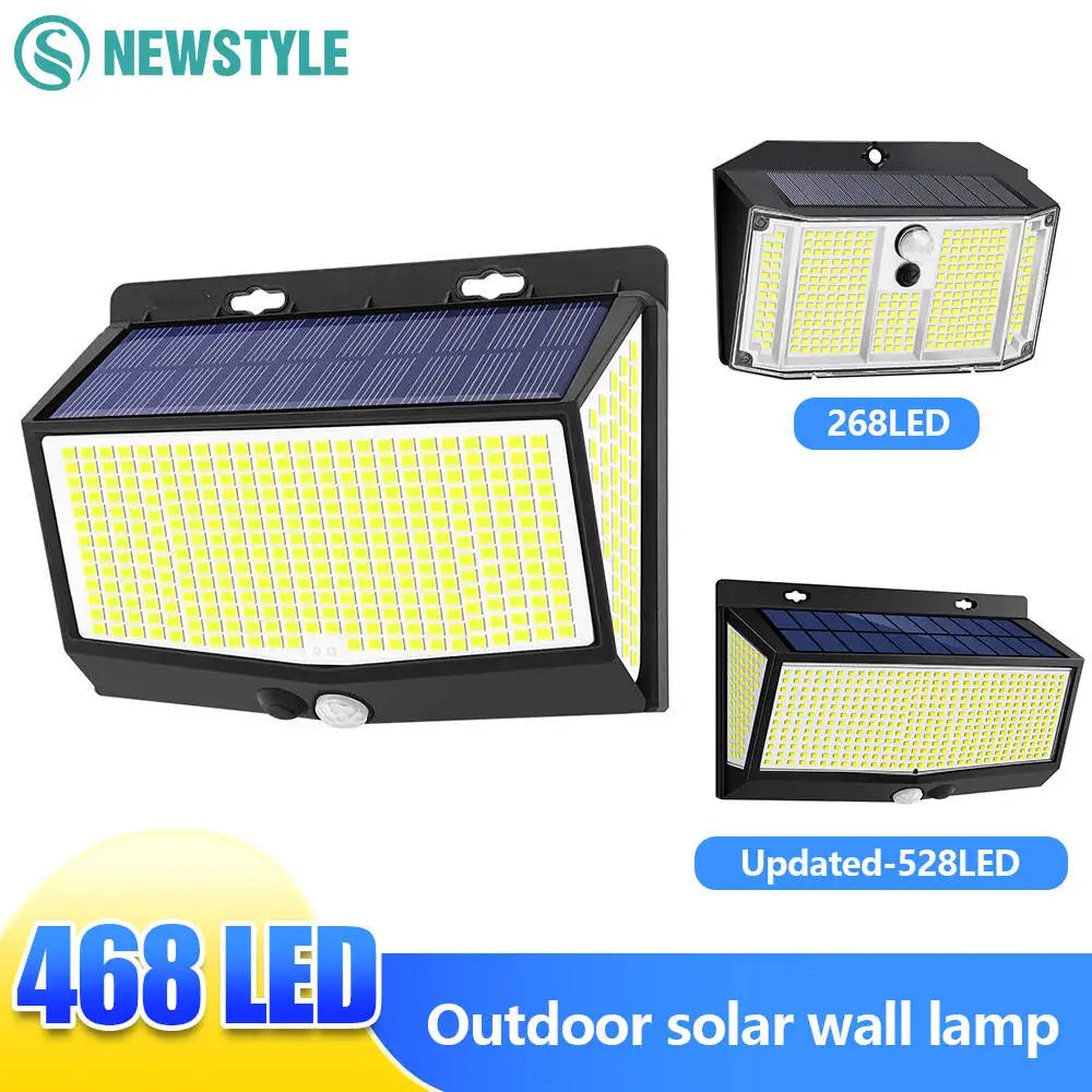 Outdoor Solar Motion Sensor Lights 468/528 LED Waterproof Solar Security Wall Lights for Garden Patio Pool Yard Fence Driveway Zpaxo