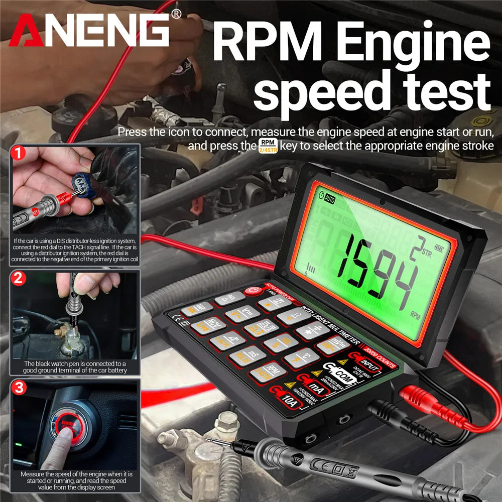 ANENG 623 Car Multimeter Voltage Current Ohm Meters Capacitance Pulse