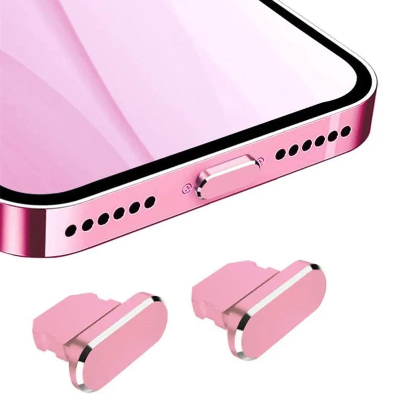 2-10PCS Aluminum Alloy Anti Dust Plug for IPhone 14 13 12 11 Pro Max 8 Plus IPad AirPods Apple Series Lightning 8-pin Port Cover Zpaxo Pink 6PCS