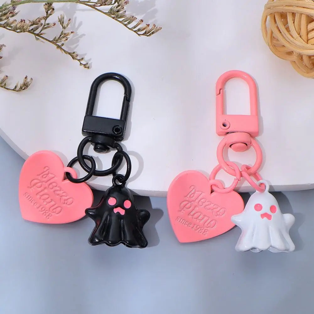 3pcs Fashion Cartoon Halloween Ghost Keychain Cute Funny Heart Phone Lanyard Ornaments Bag Hanging Car Keyring Key Decor Zpaxo
