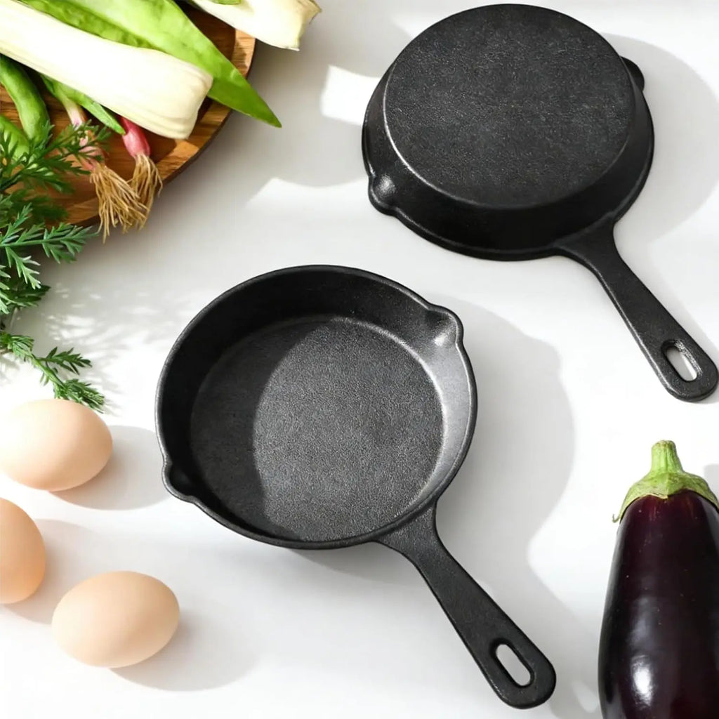 Cast Iron Skillet Frying Pan Pre-seasoned Black Non-stick Mini
