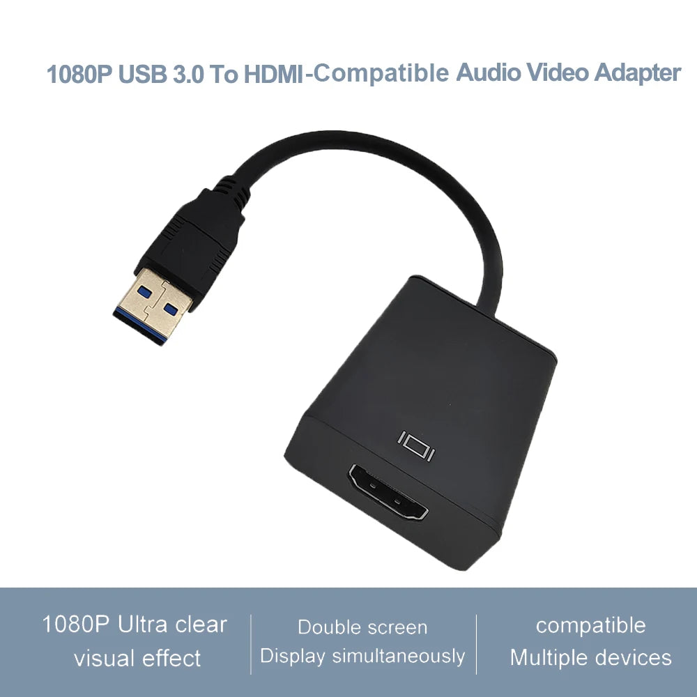 1080P 60HZ HD Portable USB 3.0 To HDMI-Compatible High Speed 5 Gbps Audio Video Adapter Converter Cable for Windows 7/8/10 PC Zpaxo