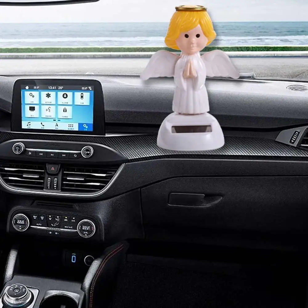 Eco Friendly Action Figure Car Decor Car Ornament Solar Swinging Angel Dancing Flip Dolls Bobble Head Doll Shaking Head Dolls Zpaxo