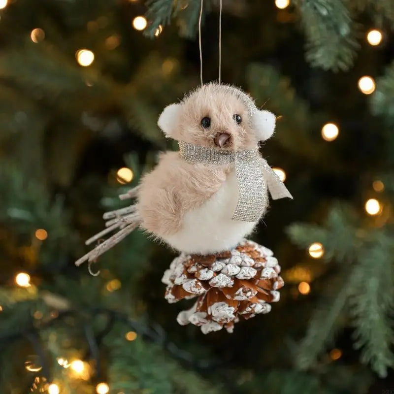 Christmas Tree Decoration Decorative Plush Bird Ornament Natural